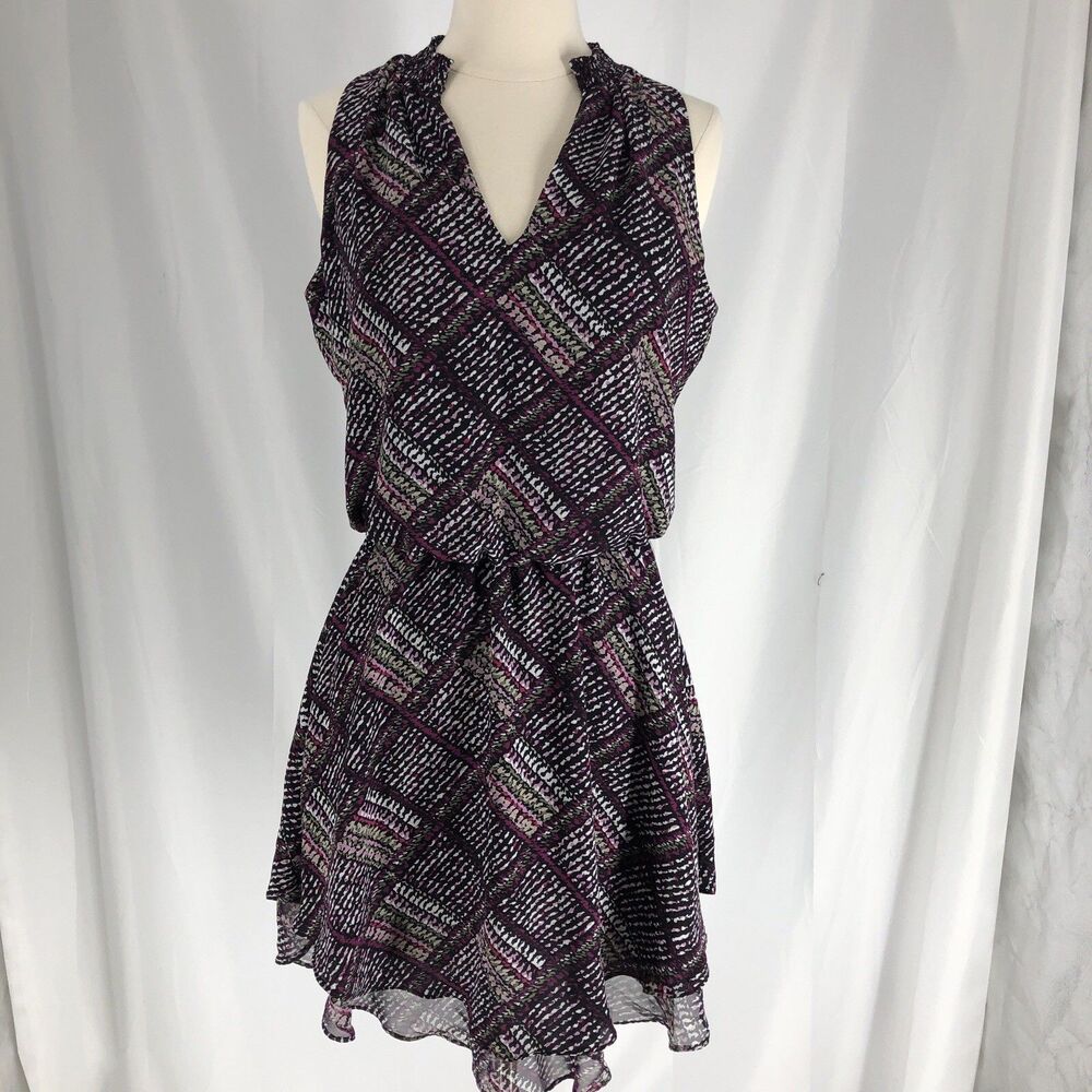 White House Black Market Sleeveless Dress Side Xs Purple Pattern Women’s